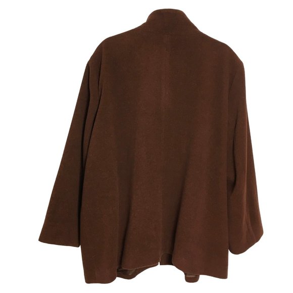 Eileen Fisher 2X 100% Wool Jacket Zip Front Rust Brown Pockets Mock Neck Coat - Picture 3 of 5